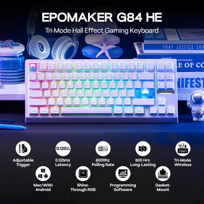 Imagem de Teclado para jogos sem fio EPOMAKER G84 HE com 8K Polling 8000mAh