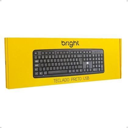 Imagem de Teclado Para Pc Cabo Usb Fio de 1,3m Basico Preto Bright