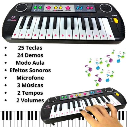 Imagem de Teclado Piano Com Microfone Infantil Eletronico 25 Teclas