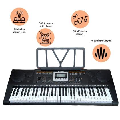 Imagem de Teclado Piano Musical 61 Teclas 500 Ritmos E 80 Músicas - MXT