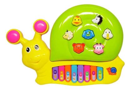 Imagem de Teclado / Piano Musical Infantil Caracol Colors Com Luz A Pilha Na Caixa - DM TOYS