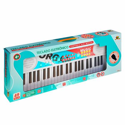 Imagem de Teclado Pro Elétrico 49 Teclas Com Microfone Usb Ritmos Tons Gravação E Alto Falantes Duplos