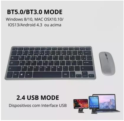 Imagem de Teclado Recarregável e Mouse + Suporte Para Notebook Lenovo Ultrafino IdeaPad 1 R3-7320U