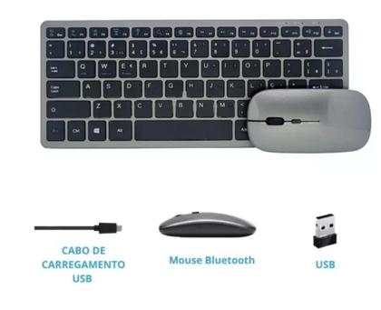 Imagem de Teclado Recarregável e Mouse + Suporte Para Notebook Lenovo V14 14" Intel