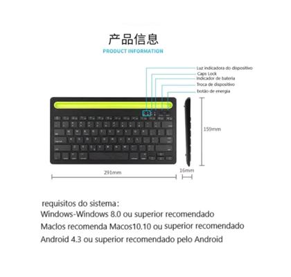 Imagem de Teclado sem fio Bluetooth, conecta 2 dispositivos simultaneamente, teclado tablet, teclado