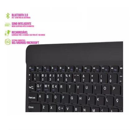 Imagem de Teclado Sem Fio Bluetooth Pc Tablet Smartphone Preto A6732T