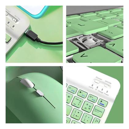 Imagem de Teclado Sem Fio Bluetooth Recarregável Com Mouse - Lime