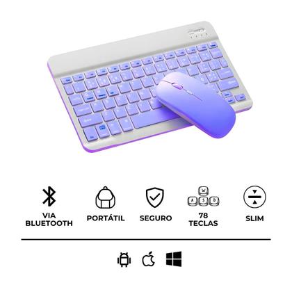 Imagem de Teclado Sem Fio Bluetooth Recarregável Com Mouse - ROXO In