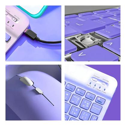 Imagem de Teclado Sem Fio Bluetooth Recarregável Com Mouse - ROXO In