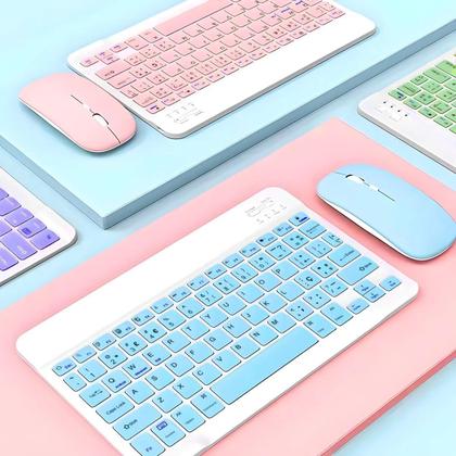 Imagem de Teclado sem fio bluetooth recarregável com mouse - verde