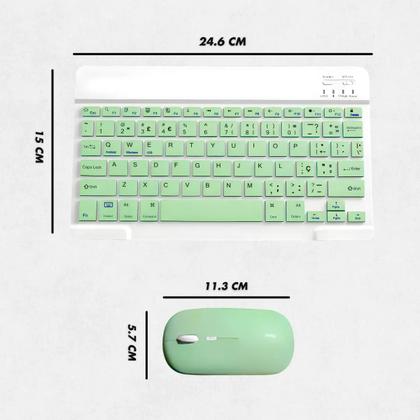 Imagem de Teclado sem fio bluetooth recarregável com mouse - verde