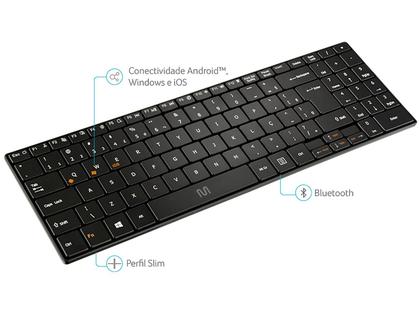 Imagem de Teclado Sem Fio Bluetooth Slim Multi Preto Tecla Multimidia