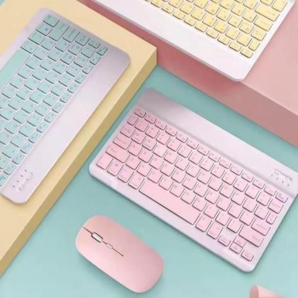 Imagem de Teclado sem fio e Mouse Set, Laptop, PC, Notebook, Kit Cor Rosa