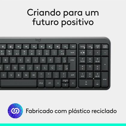 Imagem de Teclado Sem Fio Logitech K250 Compacto, Teclado Numérico, Bluetooth, Resistente a Derramamentos, ABNT2, PC/Mac, Grafite - 920-013448