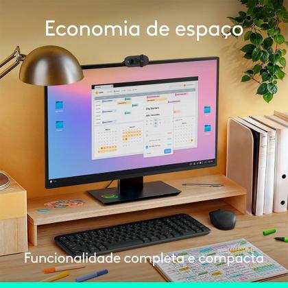Imagem de Teclado Sem Fio Logitech K250 Compacto, Teclado Numérico, Bluetooth, Resistente a Derramamentos, ABNT2, PC/Mac, Grafite - 920-013448