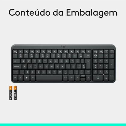 Imagem de Teclado Sem Fio Logitech K250 Compacto, Teclado Numérico, Bluetooth, Resistente a Derramamentos, ABNT2, PC/Mac, Grafite - 920-013448