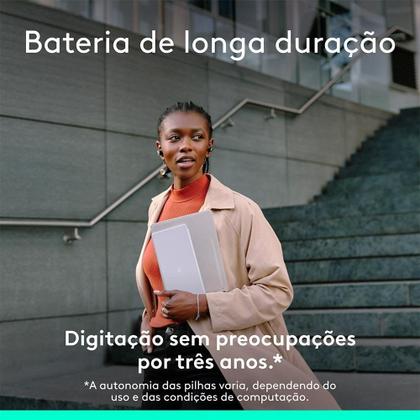 Imagem de Teclado Sem Fio Logitech Keys-To-Go 2, Bluetooth, para Tablets, macOs, Windows, Capa Integrada, Claro - 920-012919