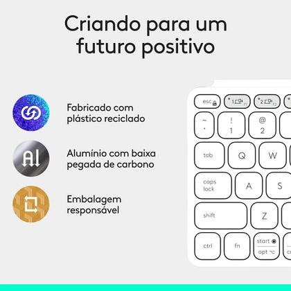 Imagem de Teclado Sem Fio Logitech Keys-To-Go 2, Bluetooth, para Tablets, macOs, Windows, Capa Integrada, Claro - 920-012919