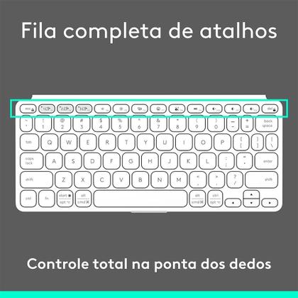 Imagem de Teclado Sem Fio Logitech Keys-To-Go 2, Bluetooth, para Tablets, macOs, Windows, Capa Integrada, Claro - 920-012919