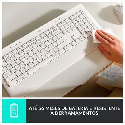 Imagem de Teclado Sem Fio Logitech Signature K650, Bluetooth, USB, Com Apoio para as Mãos, US, Branco - 920-010965