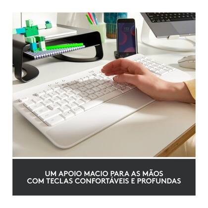 Imagem de Teclado Sem Fio Logitech Signature K650, Bluetooth, USB, Com Apoio para as Mãos, US, Branco - 920-010965