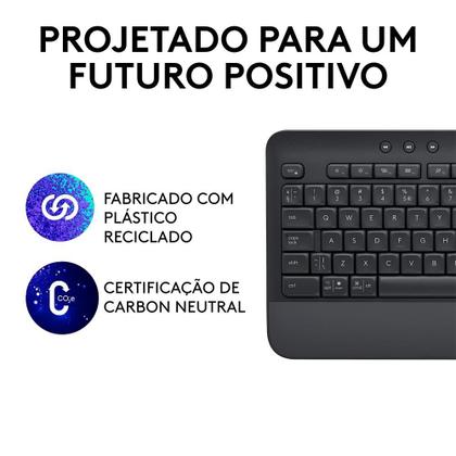 Imagem de Teclado Sem Fio Logitech Signature K650, Bluetooth, USB, Com Apoio para as Mãos, US, Grafite - 920-010911