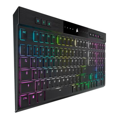 Imagem de Teclado Sem Fio Mecânico Gamer Corsair K100 Air, RGB, Cherry MX Ultra, USB 3.0 Tipo-A, 100% Anti-Ghosting, US, Preto - CH-913A01U-NA