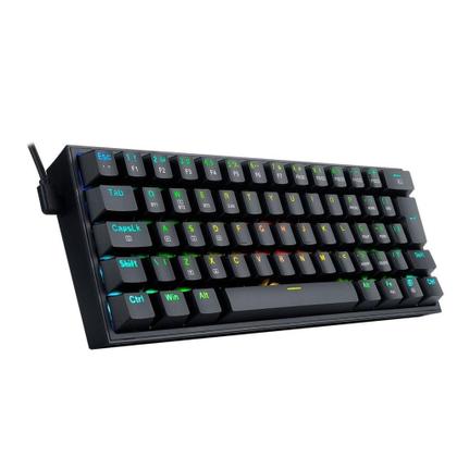 Imagem de Teclado Sem Fio Mecânico Gamer Fizz Pro, RGB, Switch Blue, Layout 60%, Preto - Redragon