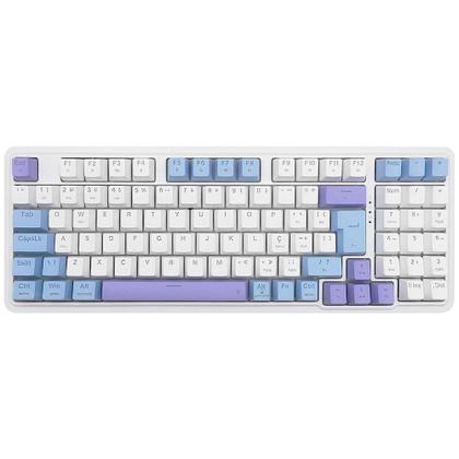 Imagem de Teclado Sem Fio Mecânico Gamer Redragon Gloria Pro, Switch Marrom, USB e Bluetooth, ABNT2, Branco - K664WBP-RGB-PRO (PT-BUMBLEBEE)