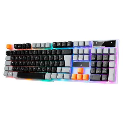 Imagem de Teclado Semi-Mecânico Gamer Rise Mode G1, Rainbow, USB, Preto e Cinza - RM-TG-01-BG