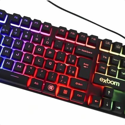 Imagem de Teclado Semi Mecânico Gamer Usb Led Rgb Profissional Preto 