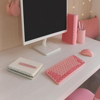 Imagem de Teclado Silencioso Bluetooth Sem Fio Retro Oex Tc510 Rosa