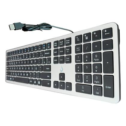 Imagem de Teclado Slim Rise Mode, USB, Preto e Prata - RM-TS-BS