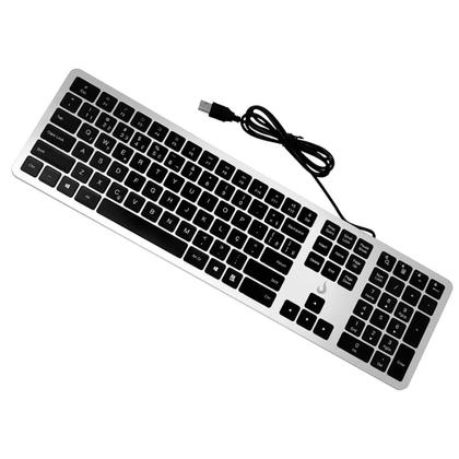 Imagem de Teclado Slim Rise Mode, USB, Preto e Prata - RM-TS-BS
