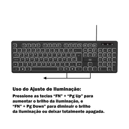 Imagem de Teclado Soft Silence Multi com Fio Iluminação LED Ajustável Multimídia