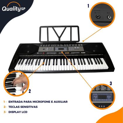 Imagem de Teclado Spring TC361 61 Teclas sensitivas Com Fonte Bivolt