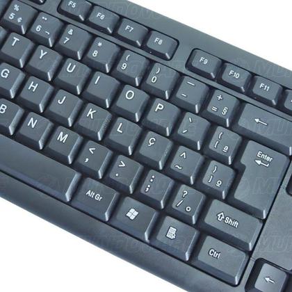 Imagem de Teclado USB Básico Preto Padrão ABNT2 para Computador Exbom BK-102