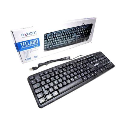Imagem de Teclado USB Básico Preto Padrão ABNT2 para Computador Exbom BK-102