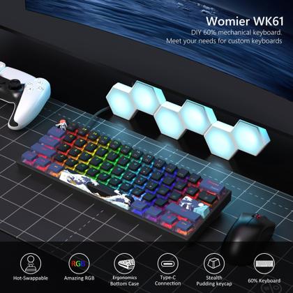 Imagem de Teclado Womier WK61 Creamy Mechanical RGB com fio 60%