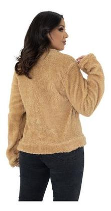 Imagem de Teddy Casaco Pelo Forrado Feminino Inverno Longo Gola Bolso