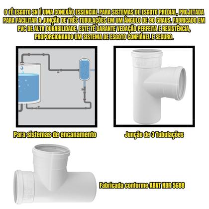 Imagem de Tee Esgoto SN Sistemas Predial Encanamento 50mm