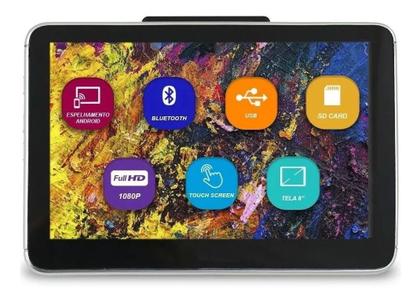 Imagem de Tela 8 Polegadas Portátil Monitor Veicular Digital Bluetooth Usb Encosto de Cabeça Acoplável