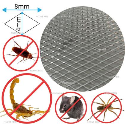 Imagem de Tela Alumínio 20cm x 100cm Anti Escorpião, Barata e Rato para Ralo, Máquina e Fogão