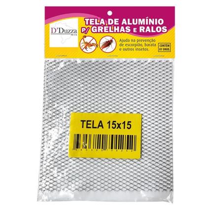 Imagem de Tela Alumínio Expandido Para Ralos Quadrado 15x15 Anti Insetos Dengue Bichos