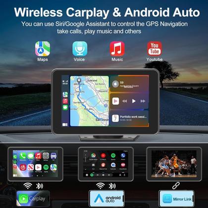 Imagem de Tela automática Carplay/Android FUNAURORE de 7 polegadas com câmera de backup