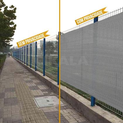 Imagem de Tela Barreira Privacidade Cinza 2x1 Metros Com Acabamento Cerca de Proteção Shade 200 G/m2 