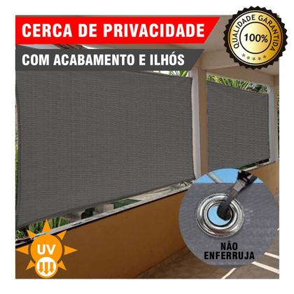 Imagem de Tela Cerca de Privacidade e Proteção Trama 90% Com Ilhós a Cada Metro Cinza 1,5x1,5 Metros