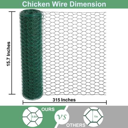 Imagem de Tela de arame galvanizado para galinhas Mklsit 40 x 800 cm com revestimento de PVC verde