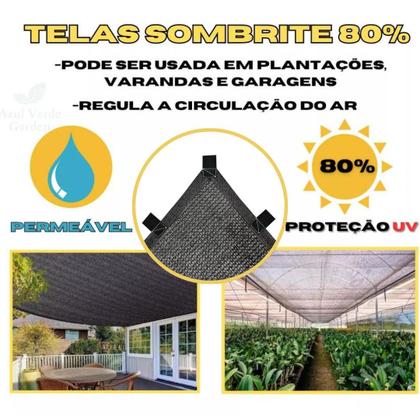 Imagem de Tela De Proteção Solar 80 Preto 2x1m Alças Fortes Jardim Horta