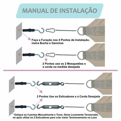 Imagem de Tela De Sombreamento Solar Shade 4x3m Areia E Kit Instalação